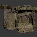 Ancient Stone Structure With Carved Details And Weathered Moss Covered Surface 3d model