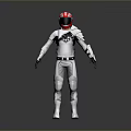 Sci Fi Character In White Armor With Red Helmet Detailed Combat Suit And Protective Gear