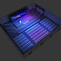 Modern Event Hall With Stage Large Screen Audience Seats And Lighting