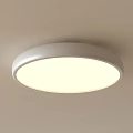 Sleek White Round Flush Mount Ceiling Light Providing Bright Even Illumination