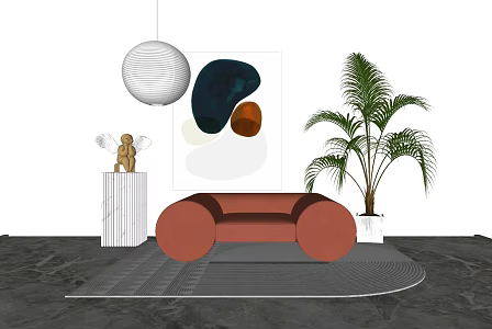 Modern Single Sofa Ornaments 3d model