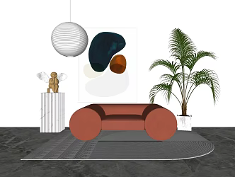 Modern Single Sofa Ornaments 3d model