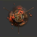 Traditional Copper Cooking Pot on Tripod Stand with Flaming Base for Household Cooking
