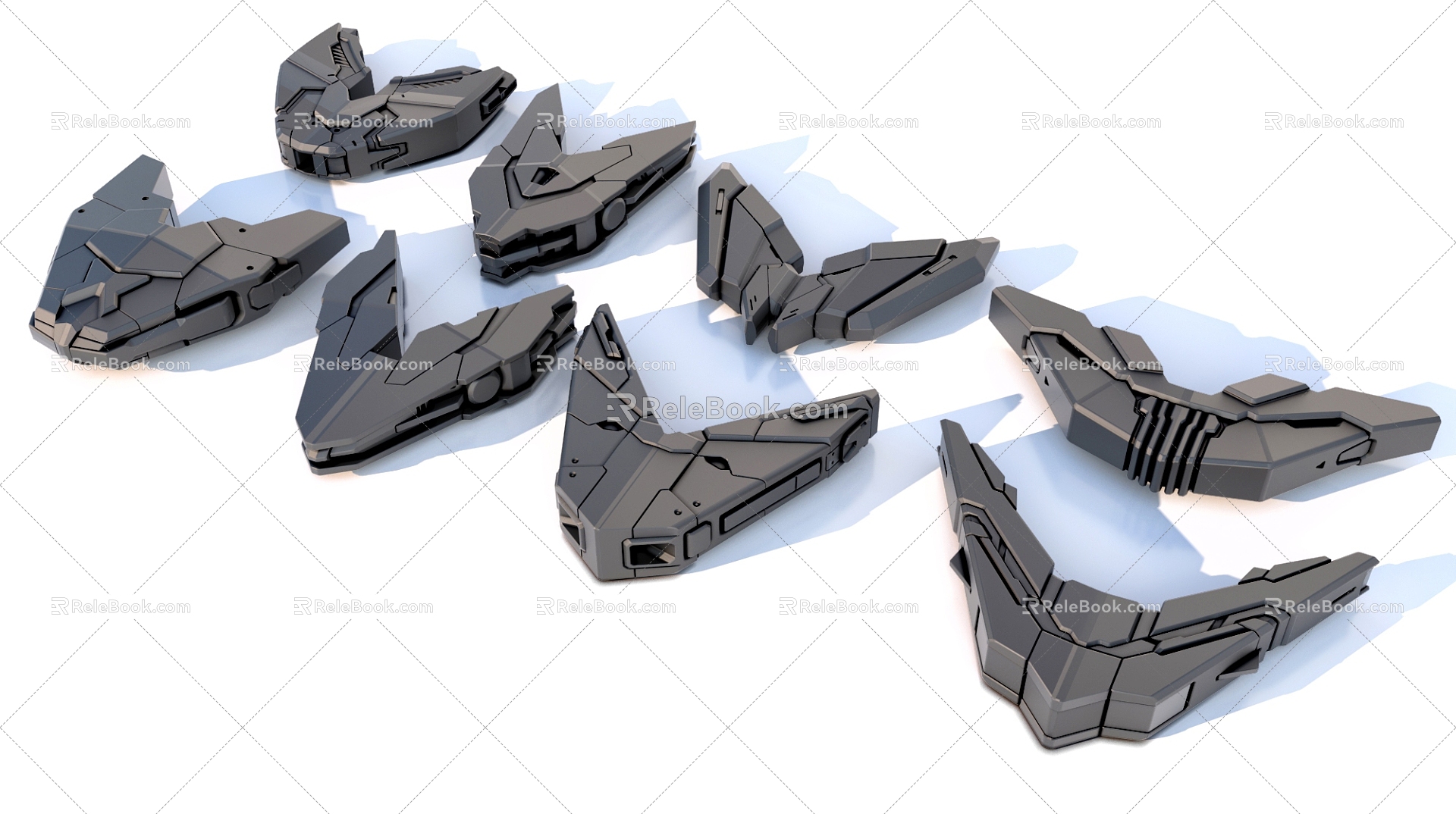 sci-fi mechanical parts hard surface combination 3d model