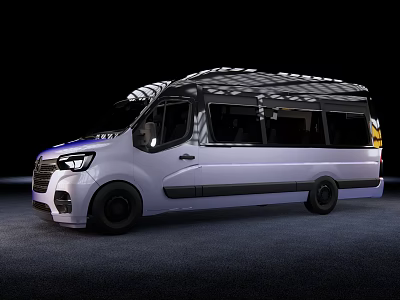 Modern White Van With Tinted Windows And Roof Design For Business Use 3d model
