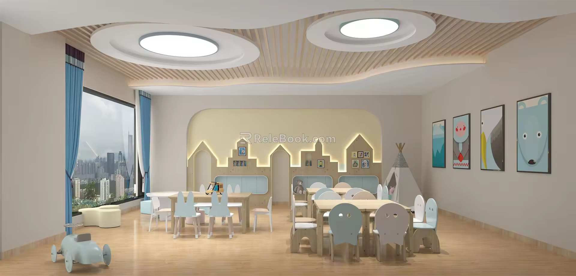 Modern classroom, second-floor classroom 3d model
