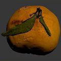 Fresh Ripe Orange With Green Leaf And Twig On Dark Reflective Surface