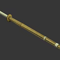 Japanese Katana Weapon With Golden Scabbard White Wrapped Handle And Ornate Details