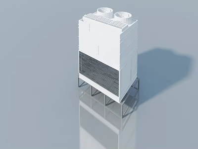 Industrial White Swing Door Structure With Ventilation Grille And Support Stand 3d model