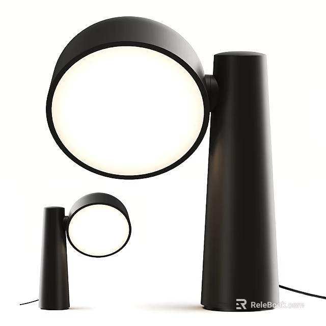 Modern Black Table Lamp With Circular Shade And Unique Metal Design Structure 3d model