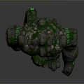Stone Golem Creature With Green Moss And Glowing Circular Patterns On Body
