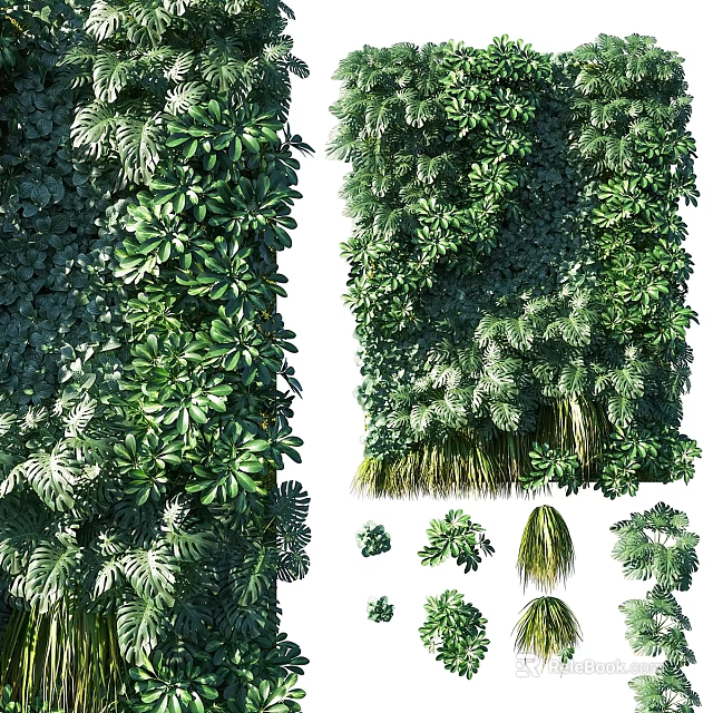 Lush Green Plant Decorative Arrangement With Varied Foliage For Home Decor 3d model 