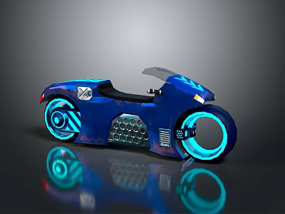 Futuristic Blue Motorcycle With Illuminated Wheels Sleek Body And Transparent Windshield 3d model