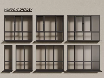 Various Modern Casement Windows Display With Grid Patterns And Frame Options 3d model