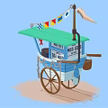 Mrs Bees Fresh Seafood Cart With Green Canopy Colorful Pennants And Wooden Wheels