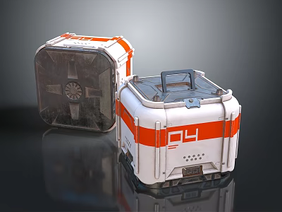 Durable Equipment Storage Cases White With Orange Stripes Transparent Lid And Handle Design 3d model