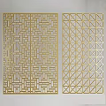 Golden Decorative Partition with Wavy Lines and Diamond Lattice Patterns for Modern Interior Design