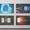 Multiple Modern TV Screens Display Various Graphics Text And Visual Designs 3d model