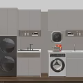 Modern Bathroom Cabinetry With Washing Machine Sink Storage And White Design