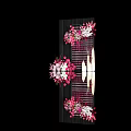 Artistic Decorative Design With Pink White Flowers On Vertical Stripes And Black Background
