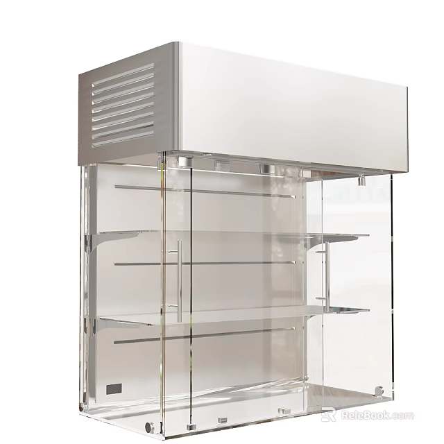 Modern Transparent Glass Display Cabinet Shelf With Multiple Layers And Metal Frame For Retail Shop 3d model 