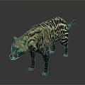 Realistic Striped Animal 3D Model With Yellow Black Fur And Standing Pose