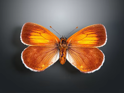 Vibrant Orange Brown Butterfly With Shiny Wings And Detailed Patterns Against Gray Background 3d model