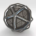 Decorative Spherical Furniture With Metal Geometric Frame And Triangular Panels 3d model