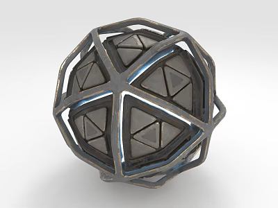 Decorative Spherical Furniture With Metal Geometric Frame And Triangular Panels 3d model
