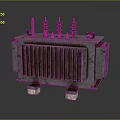 Industrial Transformer With Metal Casing Heat Sink Fins Top Terminal Posts And Base Support Feet