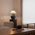 Cozy Living Room Interior With White Sofa Pillows Wooden Coffee Table Armchair And Window Blinds