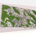 Natural Feature Wall Design With Green Grass And Gray Stone Texture