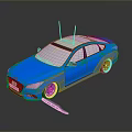 Blue Modern Sedan Car With Glass Roof And Sleek Alloy Wheels Design