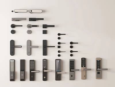 Various Modern Door Handles With Different Designs Styles And Locksets 3d model