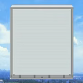 White Exterior Roller Shutter With Blue Sky And City View Background 3d model