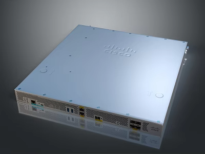 Cisco Silver Network Device Featuring Multiple Ports And Technical Design On Reflective Surface 3d model