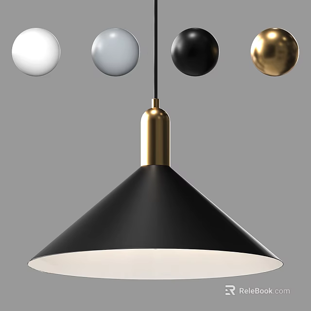 Modern Black And Gold Pendant Light With White Gray Black Gold Spherical Accents 3d model 