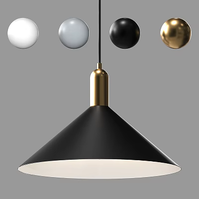 Modern Black And Gold Pendant Light With White Gray Black Gold Spherical Accents 3d model