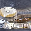 Modern Library Building With Unique Architectural Design Glass Facade And Reflective Water