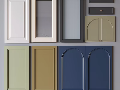 Various Colored Wardrobe Doors With Glass Panel Arched And Flat Design Styles 3d model