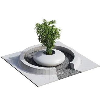 Modern Square Park Landscape Modern Realistic Outdoor Park Square Landscape Plants Green Plants 3d model