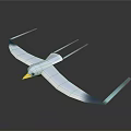 Flying White Bird With Yellow Beak Blue White Wings And Blue Trails On Gray Background