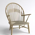 Two Modern Leisure Chairs With Wooden Frame And Woven Seat Backrest Design