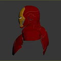 Iron Man Bust With Red Armor Gold Helmet Glowing Eyes And Arc Reactor