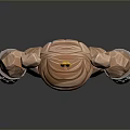 Stone Creature with Flame Core and Rock Parts and Yellow Silver Bands on Arms
