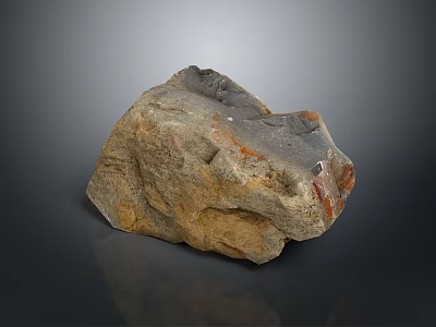 Natural Stone And Wood Artisanal Decor Piece With Textured Surface And Earthy Tones 3d model