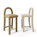Modern Upholstered Bar Stools With Arched Back Design In Beige And Brown Tones
