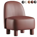 Modern Upholstered Single Chair With Rounded Backrest In Brown And White Fabric