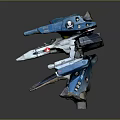 Game Movie Character Mechanical Robot Design With Blue And White Armor Detailed Weapons Structure