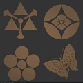 Various Intricate Artistic Carved Patterns Featuring Geometric Floral And Butterfly Designs